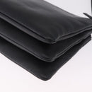 CELINE trio Shoulder Bag Leather Black Gold Auth 208418A-15