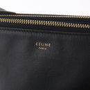 CELINE trio Shoulder Bag Leather Black Gold Auth 208418A-16
