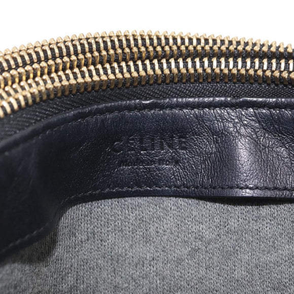CELINE trio Shoulder Bag Leather Black Gold Auth 208418A
