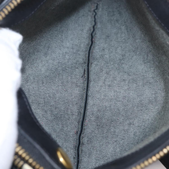 CELINE trio Shoulder Bag Leather Black Gold Auth 208418A