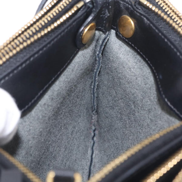CELINE trio Shoulder Bag Leather Black Gold Auth 208418A