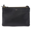 CELINE trio Shoulder Bag Leather Black Gold Auth 208418A-2