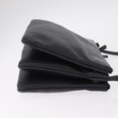 CELINE trio Shoulder Bag Leather Black Gold Auth 208418A-4