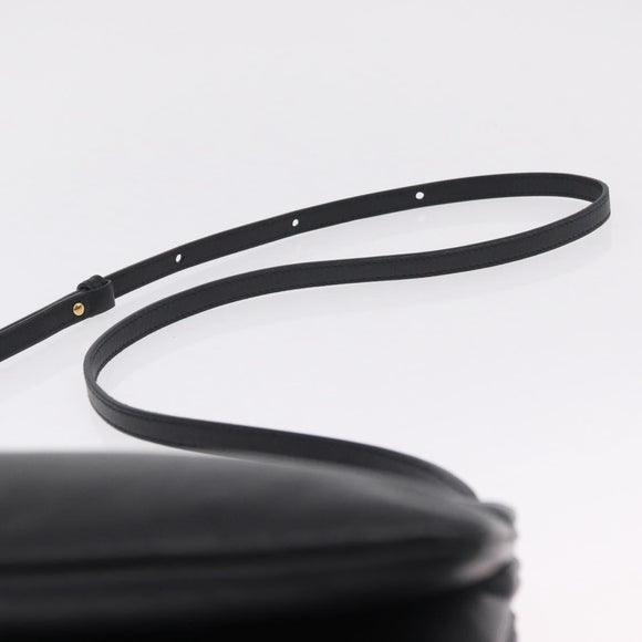 CELINE trio Shoulder Bag Leather Black Gold Auth 208418A