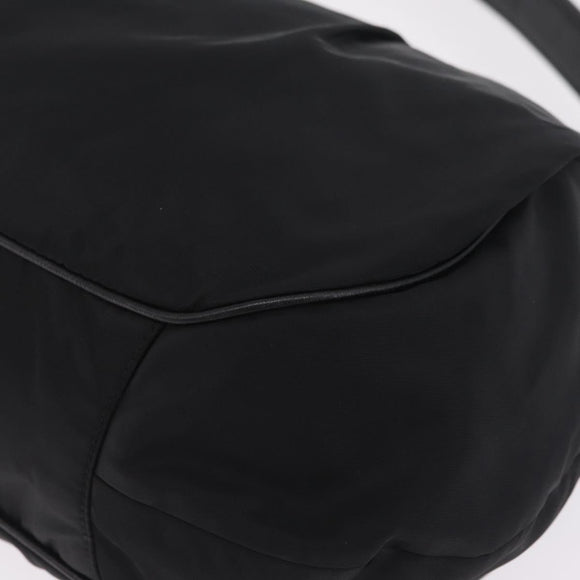 PRADA Shoulder Bag Nylon Black Silver Auth 208419V
