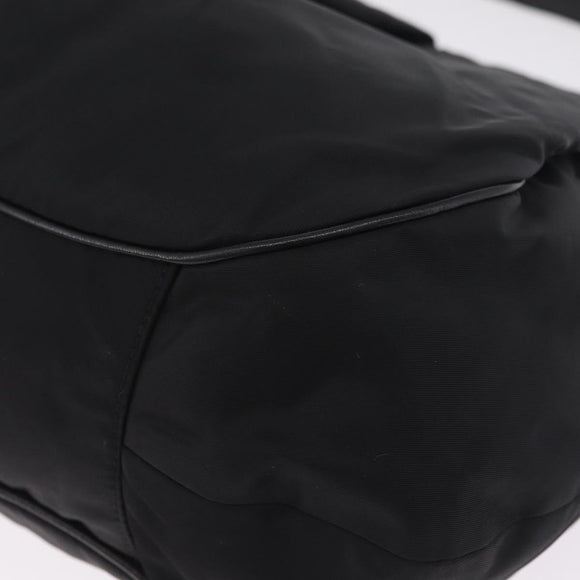 PRADA Shoulder Bag Nylon Black Silver Auth 208419V