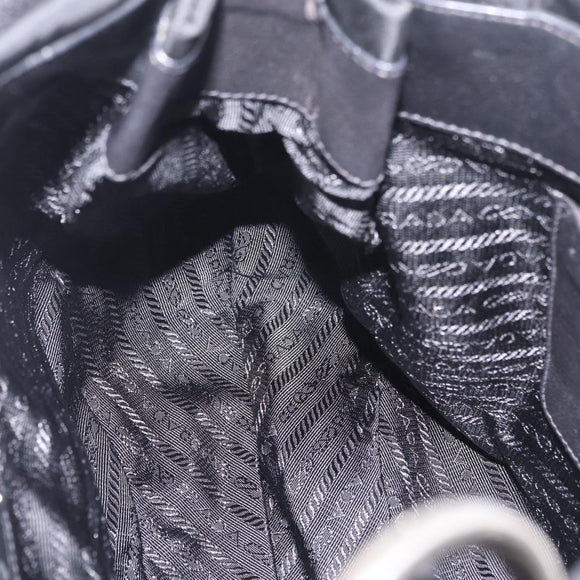 PRADA Shoulder Bag Nylon Black Silver Auth 208419V