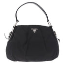 PRADA Shoulder Bag Nylon Black Silver Auth 208419V-2