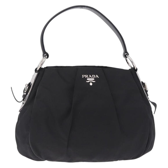 PRADA Shoulder Bag Nylon Black Silver Auth 208419V