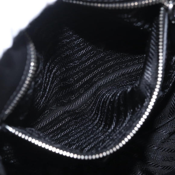 PRADA Shoulder Bag Nylon Black Silver Auth 208419V