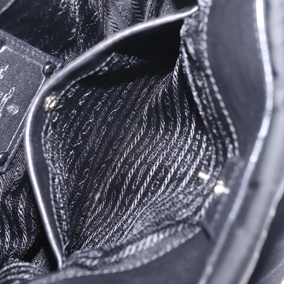 PRADA Shoulder Bag Nylon Black Silver Auth 208419V