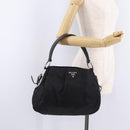 PRADA Shoulder Bag Nylon Black Silver Auth 208419V-24