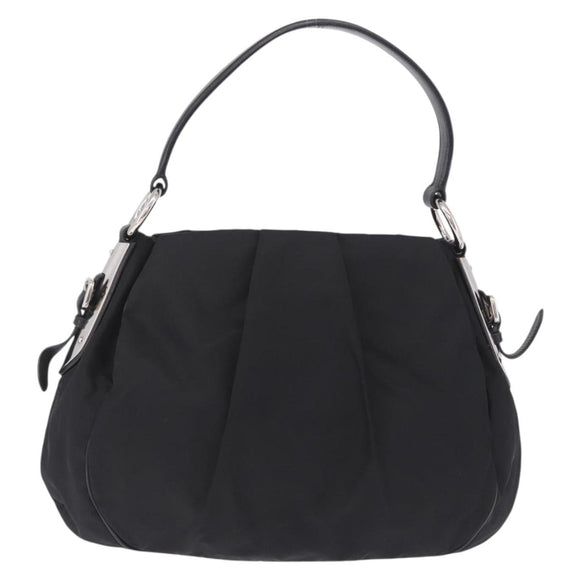 PRADA Shoulder Bag Nylon Black Silver Auth 208419V