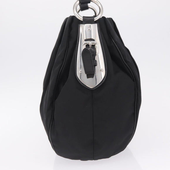 PRADA Shoulder Bag Nylon Black Silver Auth 208419V