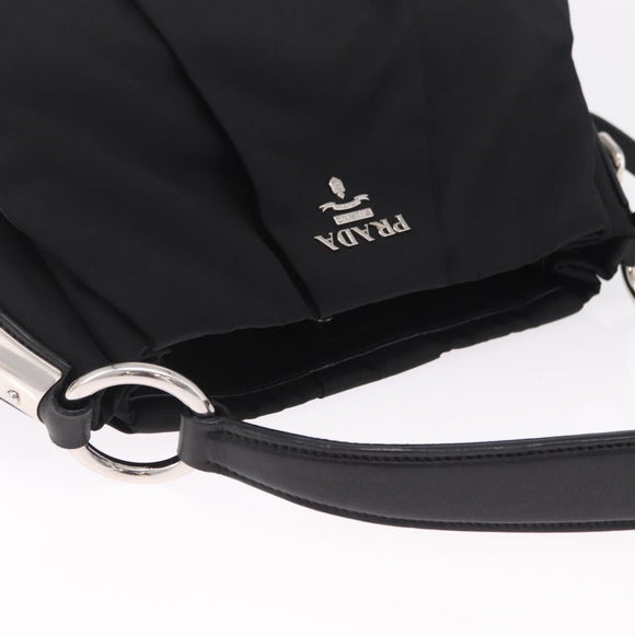 PRADA Shoulder Bag Nylon Black Silver Auth 208419V