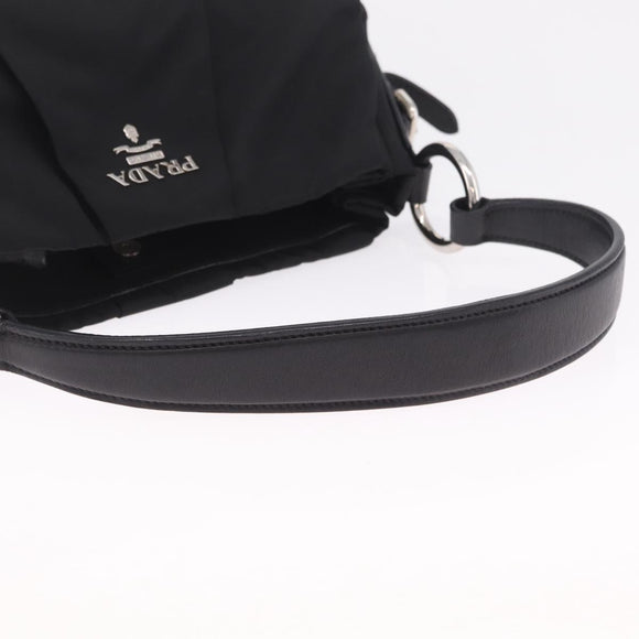 PRADA Shoulder Bag Nylon Black Silver Auth 208419V