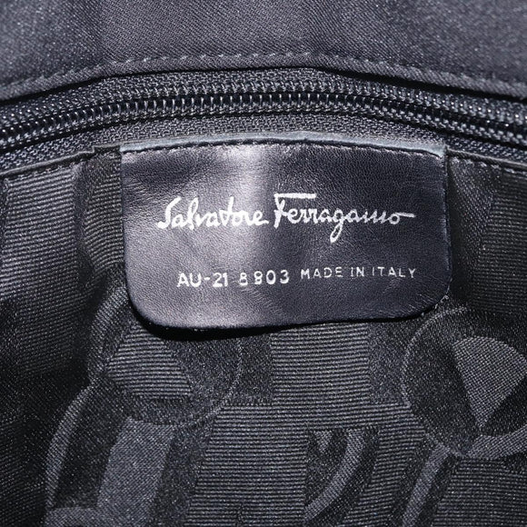 Salvatore Ferragamo Chain Tote Bag Nylon Black Gold Auth 208420