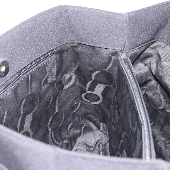 Salvatore Ferragamo Chain Tote Bag Nylon Black Gold Auth 208420