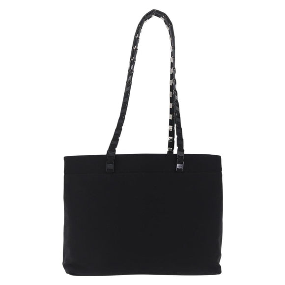 Salvatore Ferragamo Chain Tote Bag Nylon Black Gold Auth 208420