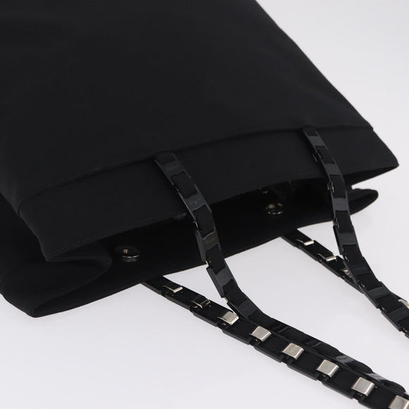 Salvatore Ferragamo Chain Tote Bag Nylon Black Gold Auth 208420