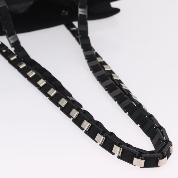 Salvatore Ferragamo Chain Tote Bag Nylon Black Gold Auth 208420