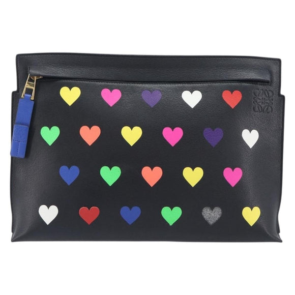 LOEWE Shoulder Bag Leather Black Gold Auth 208421A