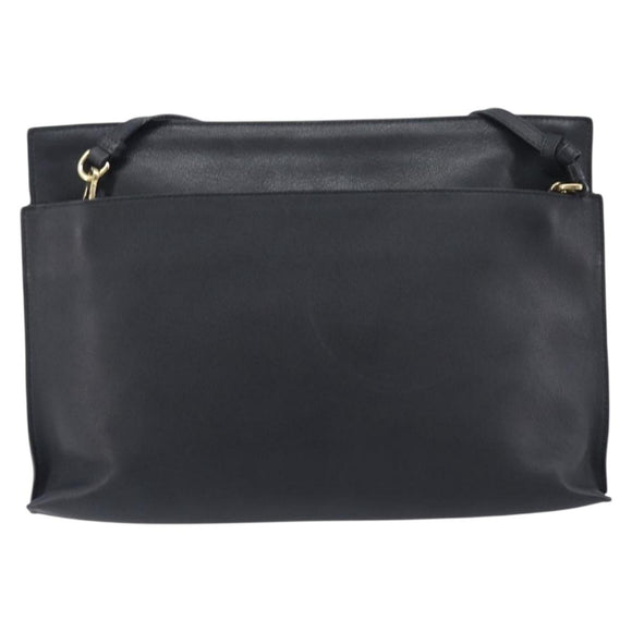 LOEWE Shoulder Bag Leather Black Gold Auth 208421A