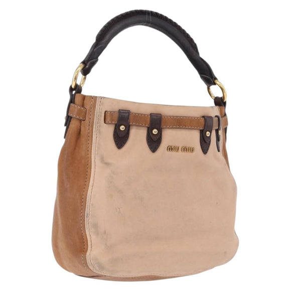 Miu Miu Hand Bag Leather Pink Gold Auth 208423