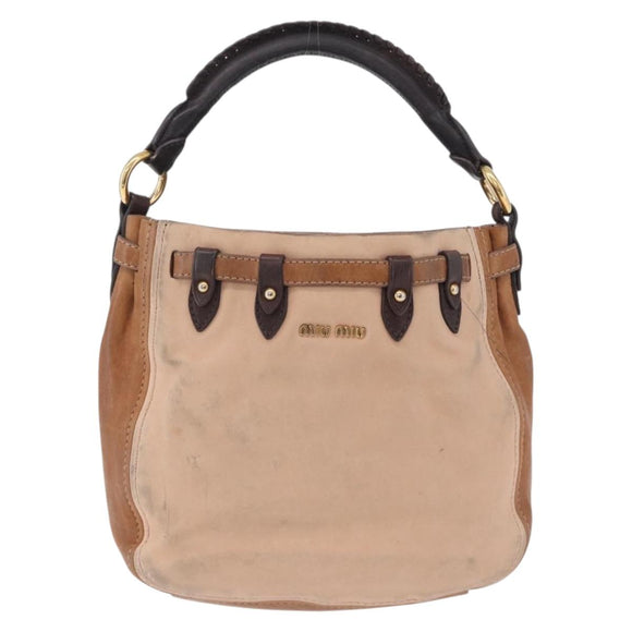 Miu Miu Hand Bag Leather Pink Gold Auth 208423