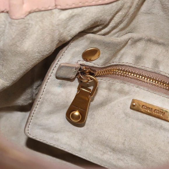 Miu Miu Hand Bag Leather Pink Gold Auth 208423