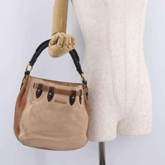 Miu Miu Hand Bag Leather Pink Gold Auth 208423