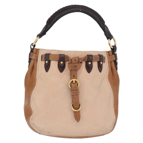 Miu Miu Hand Bag Leather Pink Gold Auth 208423