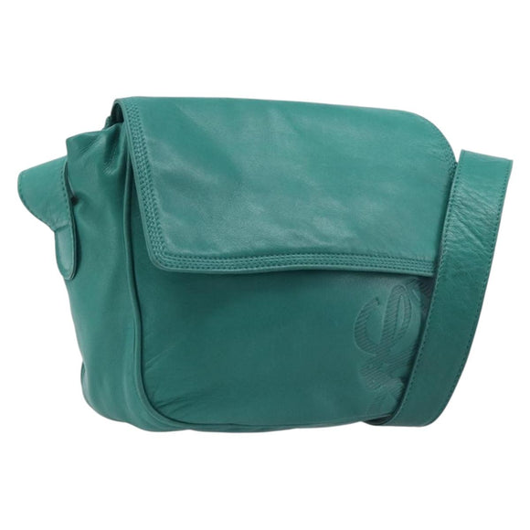 LOEWE Shoulder Bag Leather Green Gold Auth 208425