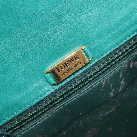 LOEWE Shoulder Bag Leather Green Gold Auth 208425