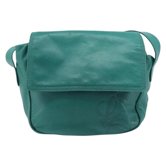 LOEWE Shoulder Bag Leather Green Gold Auth 208425