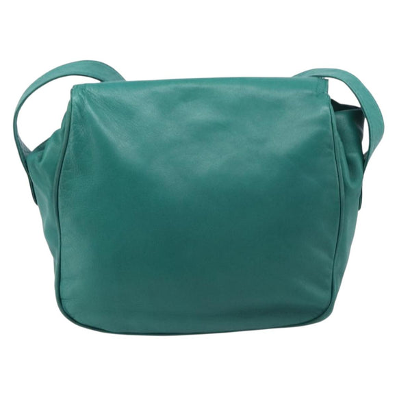 LOEWE Shoulder Bag Leather Green Gold Auth 208425