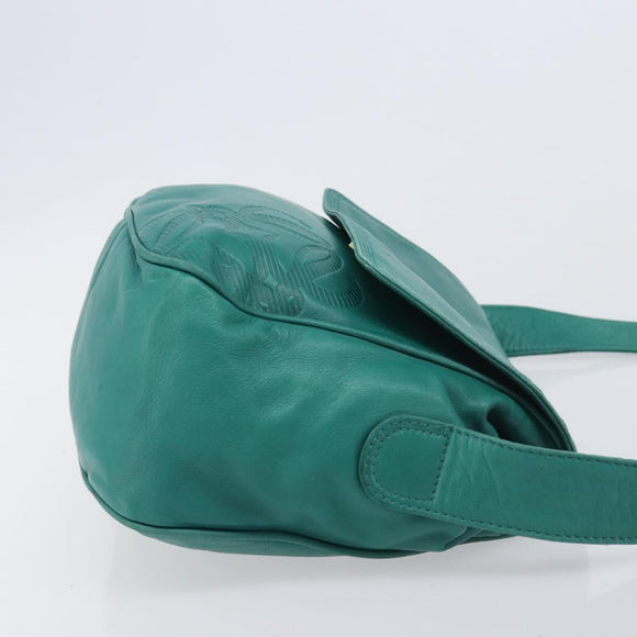 LOEWE Shoulder Bag Leather Green Gold Auth 208425
