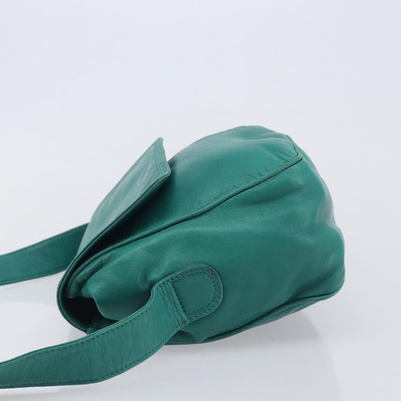 LOEWE Shoulder Bag Leather Green Gold Auth 208425