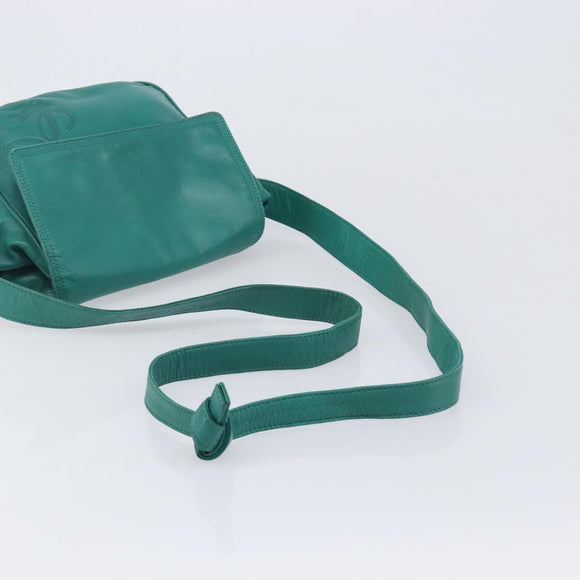 LOEWE Shoulder Bag Leather Green Gold Auth 208425