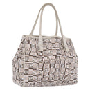 Salvatore Ferragamo Hand Bag PVC Canvas White Silver Auth 208428-1