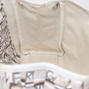 Salvatore Ferragamo Hand Bag PVC Canvas White Silver Auth 208428-18