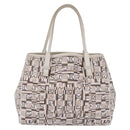 Salvatore Ferragamo Hand Bag PVC Canvas White Silver Auth 208428-2