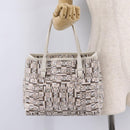 Salvatore Ferragamo Hand Bag PVC Canvas White Silver Auth 208428-23
