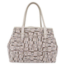 Salvatore Ferragamo Hand Bag PVC Canvas White Silver Auth 208428-3