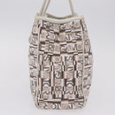 Salvatore Ferragamo Hand Bag PVC Canvas White Silver Auth 208428-6