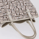 Salvatore Ferragamo Hand Bag PVC Canvas White Silver Auth 208428-7