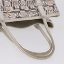 Salvatore Ferragamo Hand Bag PVC Canvas White Silver Auth 208428-8