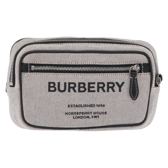 BURBERRY Body Bag Canvas Gray Silver Auth 208431A
