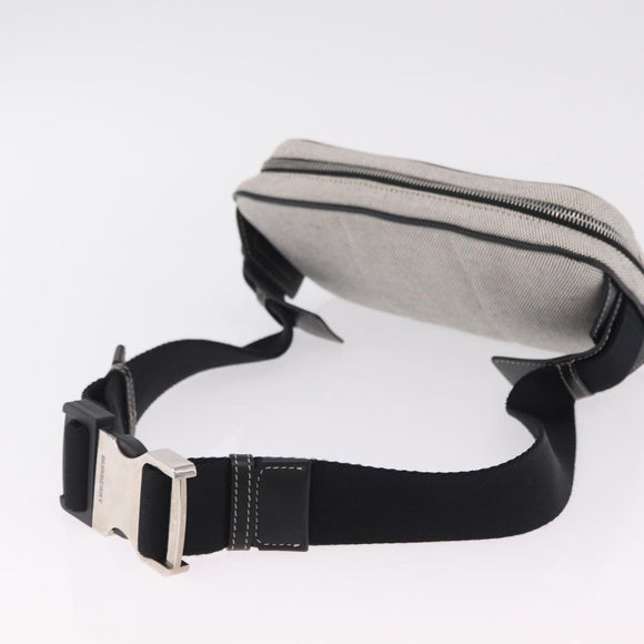 BURBERRY Body Bag Canvas Gray Silver Auth 208431A