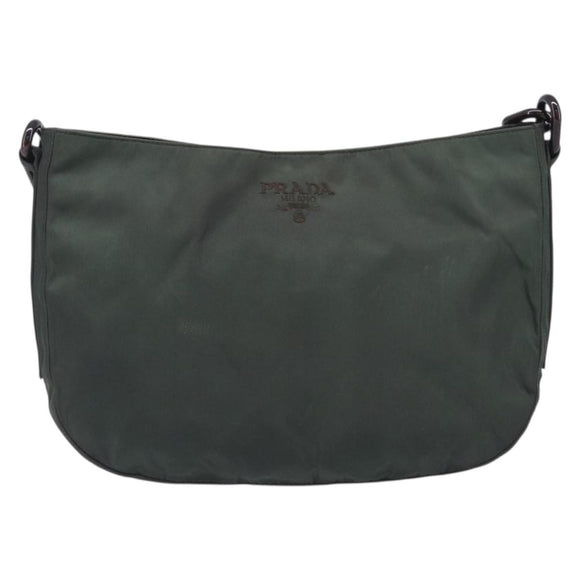 PRADA Chain Shoulder Bag Nylon Green Auth 208438A